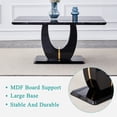 thumbnail image 3 of Sudica 63" Faux Marble Dining Table for 6 Black Faux Marble Dining Room MDF Table with U-Shaped Support, 3 of 8