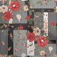 thumbnail image 1 of oneOone Cotton Poplin Twill Red Fabric Asian Floral With Geometrical Texture Craft Projects Decor Fabric Printed By The Yard 56 Inch Wide, 1 of 4