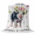 thumbnail image 6 of Spring Pig Blanket Soft Cozy Warm Throw Blanket for Couch, Plush Fuzzy Flannel Fleece Blankets for Sofa, Butterfly Botanical Floral Summer Bed Blankets Lightweight Gifts for Women, 40"x60", 6 of 9