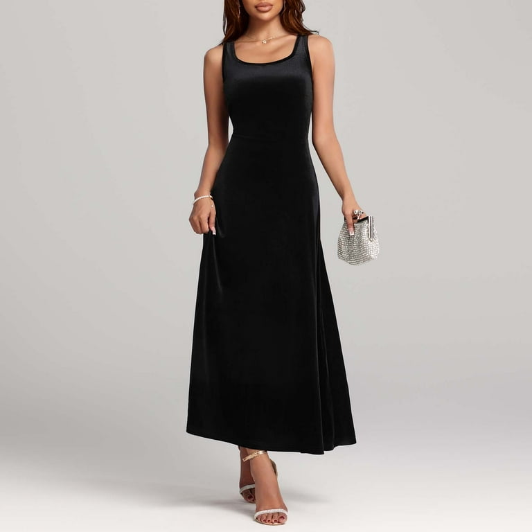 a line black velvet dress Black Velvet Strapless A-Line Midi Dress with Embellishments main image 0