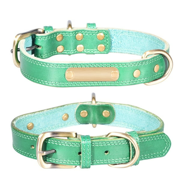 1pcs Pet Dog Cat Adjustable Soft Leather Collar Can Diy Engrave Name Id s For Pet Collars Accessories L Walmart Com Walmart Com