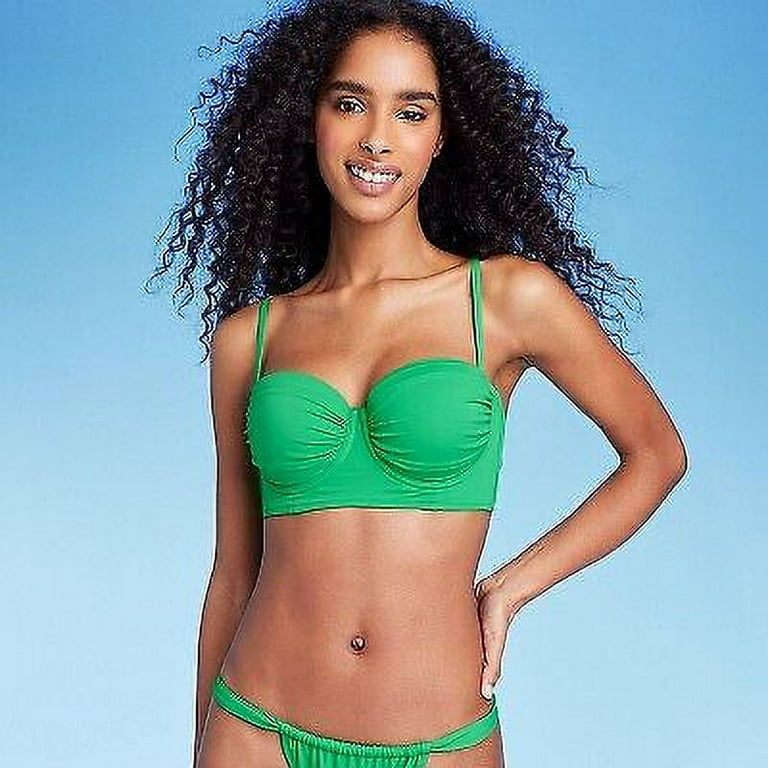 Bandeau Bikini Top Size 12 Green and Blacks Lift Bra Stick 40C