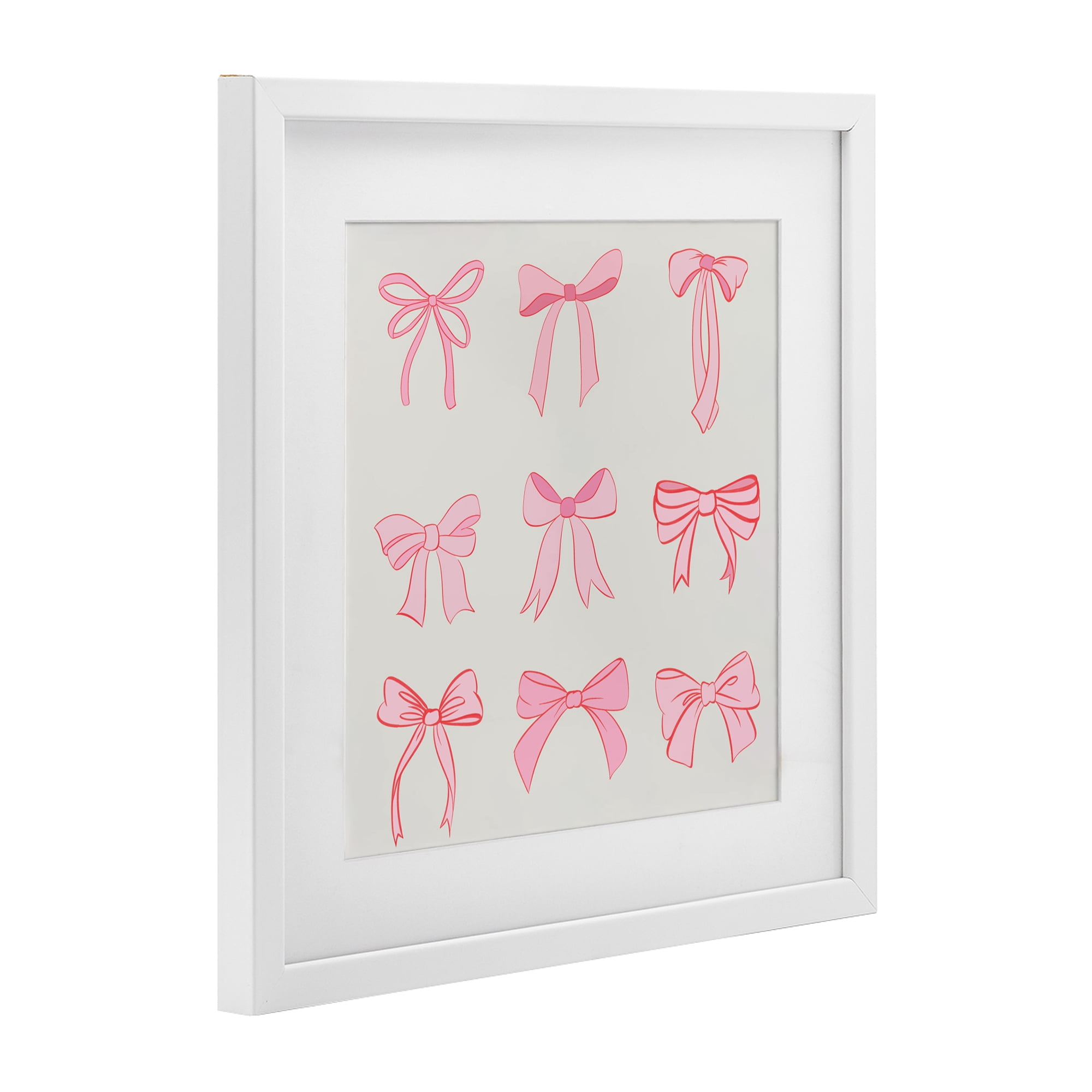 Stupell Industries Pink Coquette Ribbons White Framed Print Under Glass, design by Emily Navas