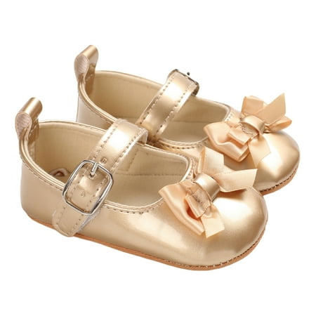 

Gwiyeopda Infant Baby Girl Soft Sole Pu Bow Walking Sneakers Flats Princess Shoes