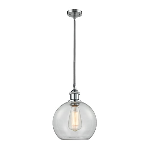 Athens Polished Chrome Eight-Inch LED Mini Pendant with Clear Globe Sphere Glass