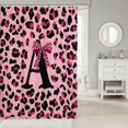 thumbnail image 2 of Manfei Leopard Print Initial A Shower Curtain 72Wx72L,Dreamy Bow Bathroom Curtain,Pink, 2 of 5