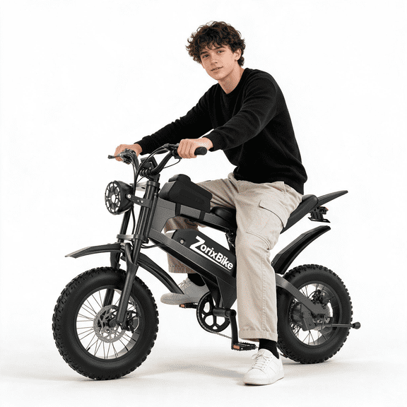 ZorixBike Electric Bike for Adults,750W Motor, 16"x 4.0" Fat Tire E Mountain Bike,48V 15.6AH Removable Battery up to 70 Miles Range