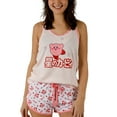 thumbnail image 1 of Bioworld Kirby Daisies & Kanji Logo Women’s Racer Back Tank Top & Dolphin Shorts Sleep Set, Pink, Small, 1 of 7