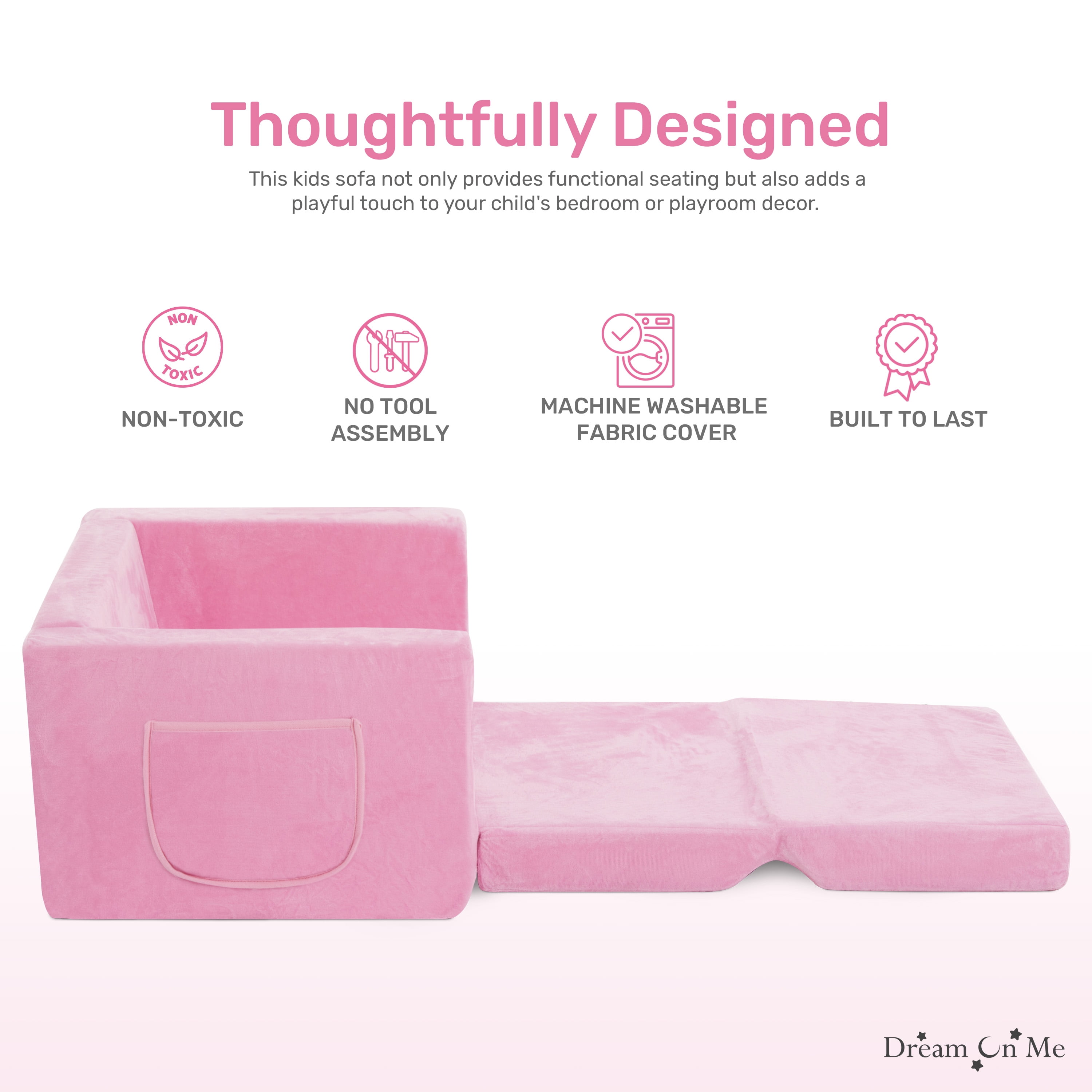 Dream On Me Nestle Kids Single Flip Out Sofa, Pink
