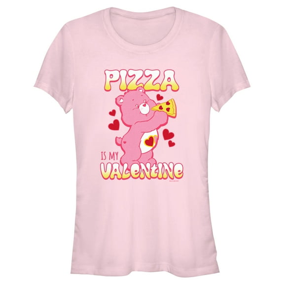 Junior's Care Bears Pizza Is My Valentine Love-A-Lot Bear Graphic Tee Light Pink Medium