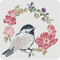 Bird Pattern Plastic Painting Stencils Templates 12x12inch Square Bird and Garland Drawing Reusable Stencil for Paint Craft Wall DIY Home Decor Wood Draw DIY