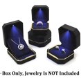 thumbnail image 5 of Luxury Ring Box, Square Velvet Wedding Ring Case Jewelry Gift Box with LED Light for Proposal Engagement Wedding, Black, 5 of 5