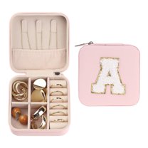 REGALWOVEN Travel Accessory Box for Teen Girl Gifts, Small Portable PU Leather Accessory Organizer Case Storage Pink A