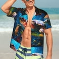 thumbnail image 7 of Sikiie Ice Blue Ocean Sea Turtle Print Men's Hawaiian Shirt, Summer Beach Button Pocket Short Sleeve T-Shirt,, 7 of 7
