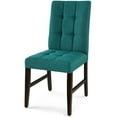 thumbnail image 3 of Tufted Side Dining Chair, Set of 2, Fabric, Wood, Teal Blue, Modern Contemporary Urban Design, Kitchen Room Cafe Bistro Restaurant Hospitality, 3 of 7