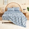 thumbnail image 1 of HITIME Juego de Sábanas Tamaño Queen 4 Piezas Incluye 1 Sábana Plana, 1 Ajustable & 2 Funda de Almohada, Suave Transpirable Microfibra de Poliéster, Diseño Estampado Moderno Fresco y Transpirable, 1 of 9