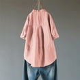 thumbnail image 4 of Xihbxyly Tops Tops for Women 2025 Women's Round Neck Long Sleeve Loose Button Cotton and Linen Tunic Shirts Summer Shirts Blouse, 4 of 7