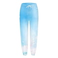 thumbnail image 1 of Gibobby pantalones jogger mujer Pantalones de pierna estampados con cordón de cintura alta para mujer, pantalones casuales sueltos ligeramente elásticos de moda (Aqua, L), 1 of 4
