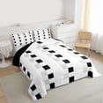 thumbnail image 3 of Homewish Female Men Adults Geometric Plaid Bedding Comforter Set 2pcs,Black White Grey Twin Comforter Sets Microfiber,Minimalist Grid Checkered Breathable Bedding Set,Luxury Bedroom Decor,Reversible, 3 of 8