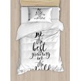 thumbnail image 1 of Grandma Twin Size Duvet Cover Set, To the Best Grandmother in the World Quote Monochrome Hand Lettering Illustration, Decorative 2 Piece Bedding Set with 1 Pillow Sham, Black White, by Ambesonne, 1 of 3
