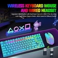 thumbnail image 2 of Wireless Gaming Keyboard and Mouse Combo with 87 Key Rainbow LED Backlight Rechargeable 3800mAh Battery Mechanical Feel Anti-ghosting Ergonomic Waterproof RGB Mute Mice for Computer PC Gamer (Blue), 2 of 9