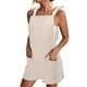 thumbnail image 3 of Gibobby Mono Bombachos Mono corto con cuello en V y bolsillo para mujer(Beige， L), 3 of 5
