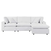Modular Lounge Sectional Deep Sofa Chair Set, Sunbrella, White, Fabric, Modern Contemporary, Outdoor Patio Balcony Cafe Bistro Garden Furniture Hotel Hospitality