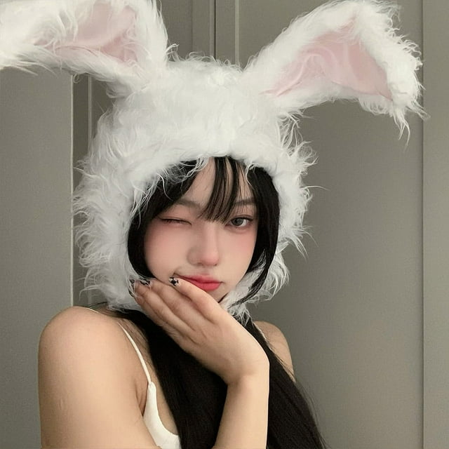 Accesorios para actuaciones fotográficas con gorro de oreja larga de conejo de peluche con forma de corazón para niña bonita