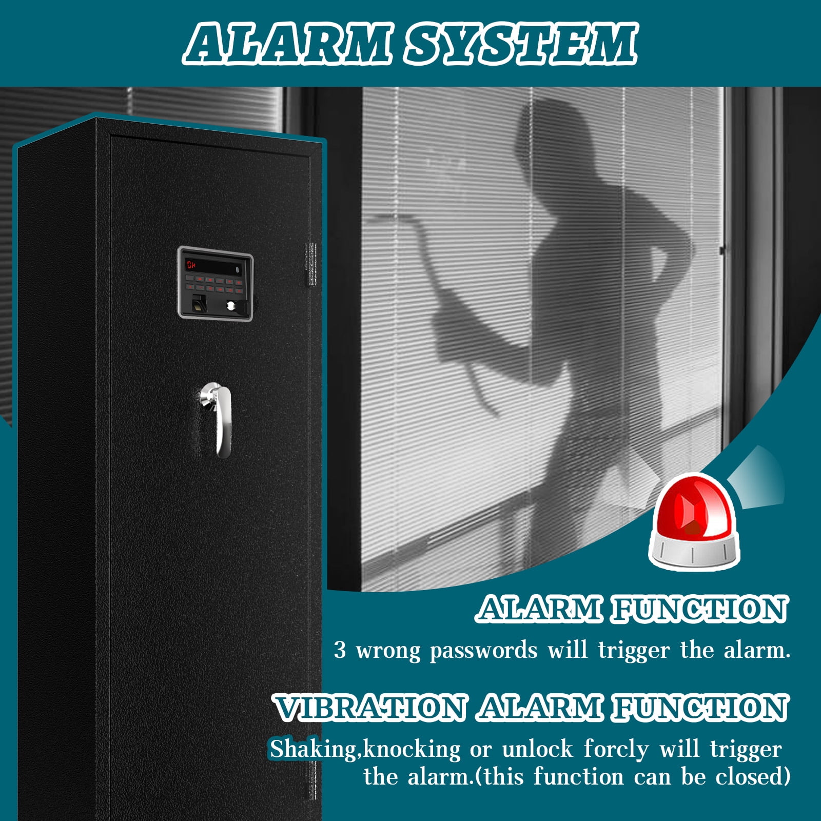 7-8 Biometric Gun Safe Rifle for Home, Fingerprint Gun Safes for Rifles and Pistols, Quick Access Gun Cabinets for Rifles and Shotguns with Upgraded LED Light and LCD Screen
