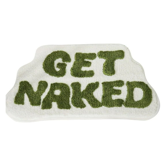 Irregular Shaped Get Naked Bath Mat, Funny Soft and Cozy Bath Mat, Fun, Cute Non-Slip Bathroom Decor (Black & White) 23.62" x 15.74"