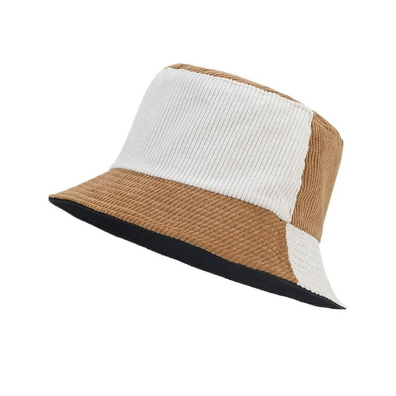 Charmgo Trucker Hat Clearance, Women's Fall/Winter Pinstripe Corduroy Two Tone Splicing Basin Hat Vacation Sun Hat Fashion Fisherman Hat Bucket Hat Baseball Cap, Sun Hats for Women Khaki