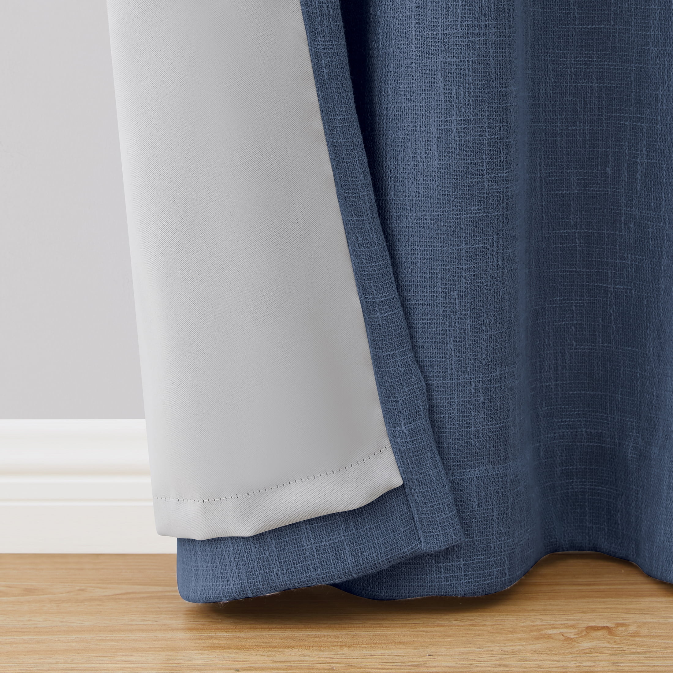 (2 pack) Better Homes & Gardens Woven Textured Grommet Blackout Curtain Panel, 1-Piece, Blue, 50"W x 108"L