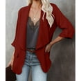 thumbnail image 2 of Womens Casual Blazer Jackets Roll Up Long Sleeve Open Front Work Office Business Blazers with Pocket, 2 of 5