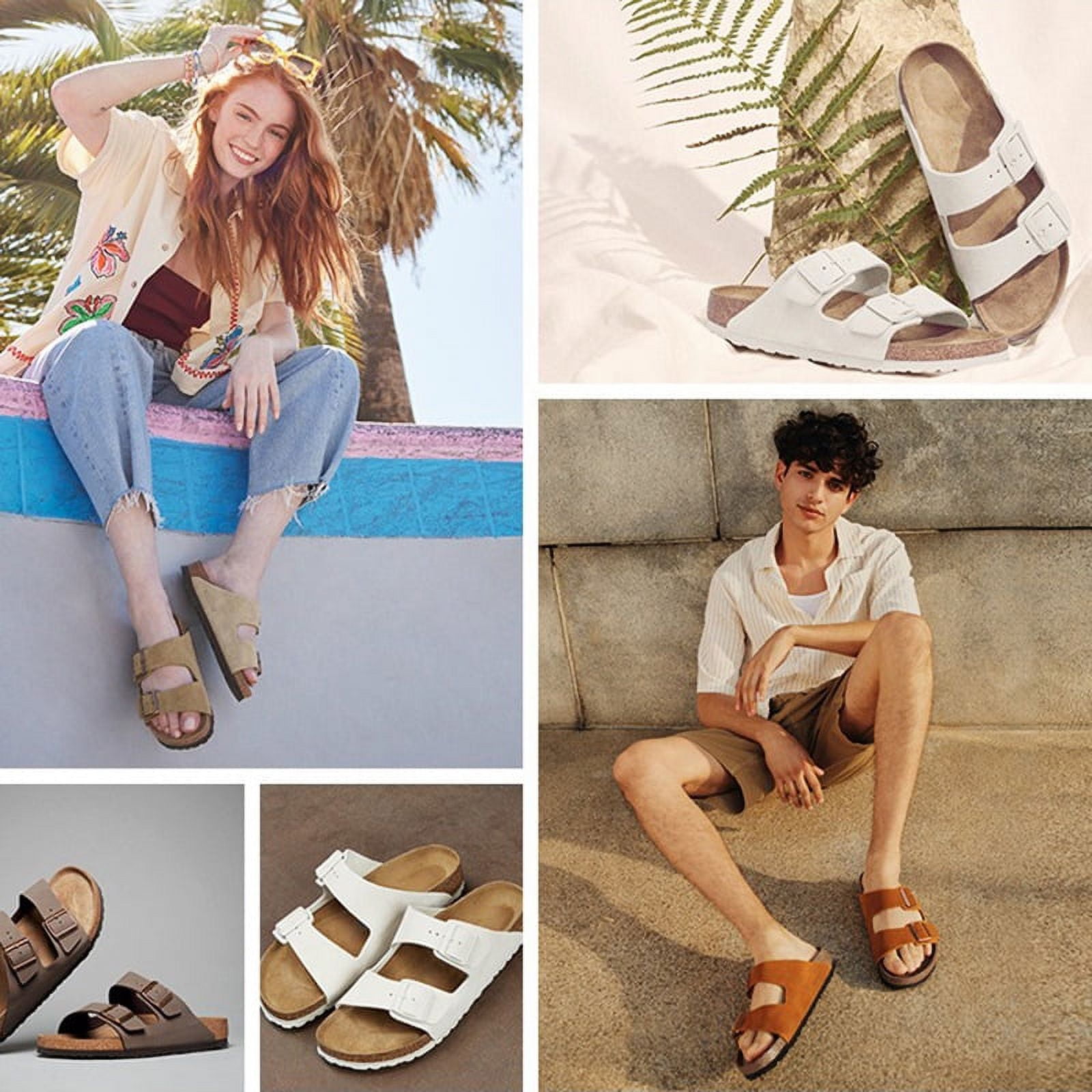 Cork Bottom Sandals Genuine Leather Double Breasted Flip Flops Retro For Men And Women Vinsniv Walmart