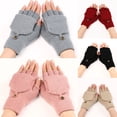 thumbnail image 3 of 1 Pair Thickened Windproof Solid Color Autumn Winter Knitting Mitten Half Finger Gloves Touch Screen Gloves Warm Gloves BLUE, 3 of 7
