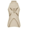 thumbnail image 4 of Pejock Women Irregular Sleeveless Hollow out Wool Vest Soild Color Semi-high Collar Twist Knitted Sweater Vest Basic Tank Vest Beige S (US Size:4), 4 of 4