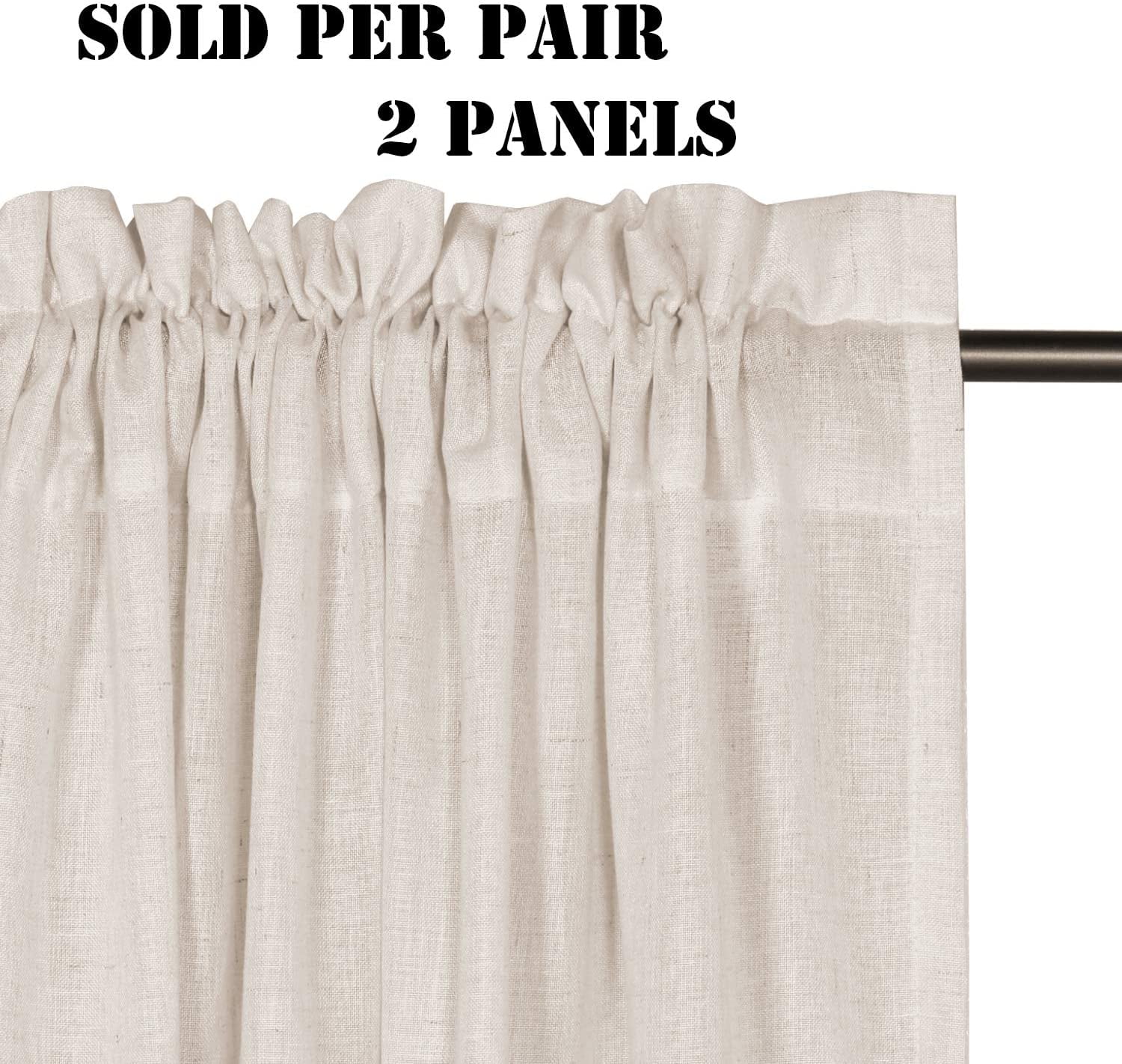 Rich Linen Curtains Semi-Sheer for Bedroom/Living Room|Rod Pocket