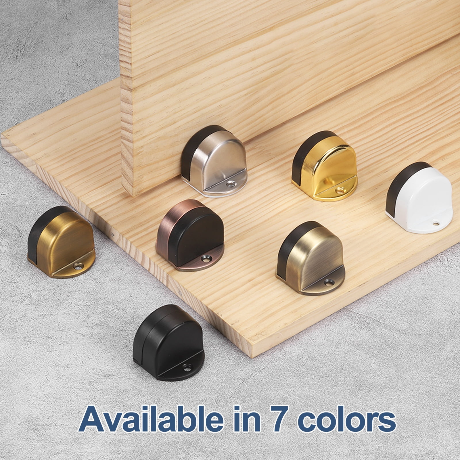 Uxcell 4 Pack Low Dome Floor Door Stop, 1.5" H x 1.65" W Stainless Steel Door Stopper, Rubber Bumper Wall Protector with Screws&Adhesive Tape for Bedroom Bathroom Office, Brass Tone