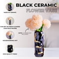 thumbnail image 4 of Black Ceramic Vase, Fresh Flower Vase, Golden Highlights, Abstract Design, 4 of 6