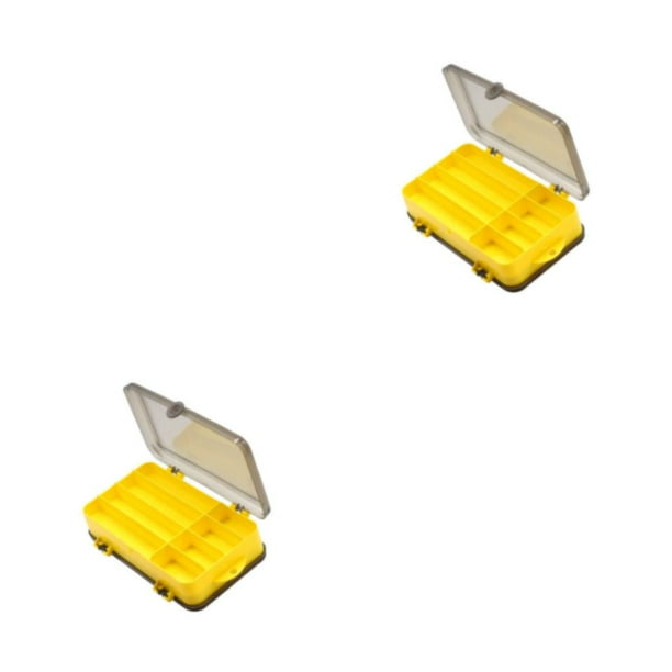 Wosthever Caja de almacenamiento de herramientas de pesca, compartimento múltiple de color sólido de doble cara, reemplazo de caja organizadora Amarillo 2piezas