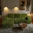 thumbnail image 3 of Vcatnet 114.6" Modular Sectional Sofa Couch, Modern Corduroy Cloud Sofa Couch, Oversized L Shaped Couch with Chaise for Living Room, No Assembly Required, Green, 3 of 11