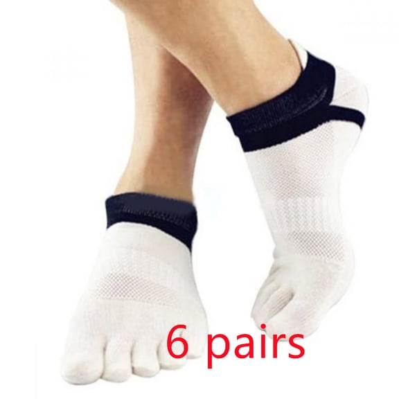 Forzero 6Pcs 38-43 Size Outdoor Men'S Pure Cotton And Ankle Low-Cut Socks, Breathable 5-Finger Compression Running Socks