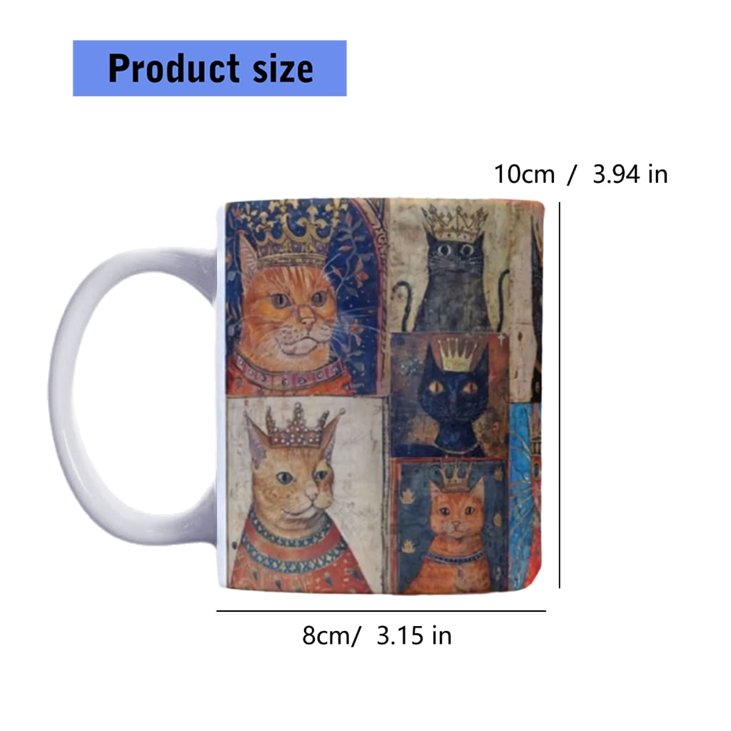 Medieval Cats Pattern Coffee Mug Espresso Cup Drinking Cup Afternoon Teas Mug for and Home Party Enduring