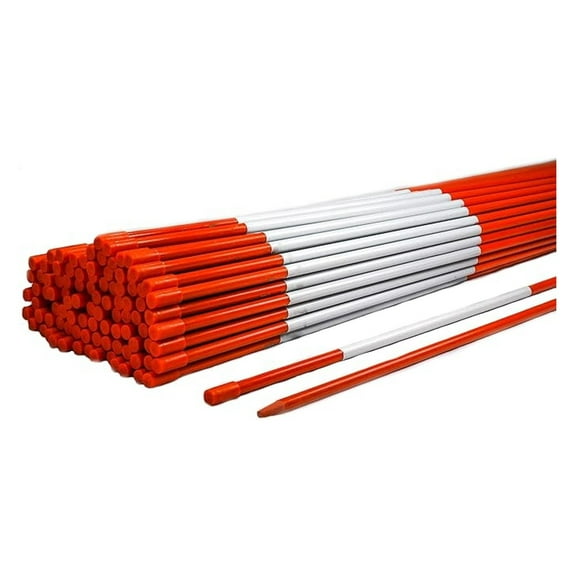5ft Orange Pro Snow Stakes - 60" x 5/16" Driveway Markers, Pointed Tip, Hy Viz Reflective Tape, (Choose Quantity) (20)