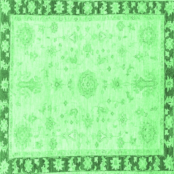 Ahgly Company Indoor Square Abstract Emerald Green Modern Area Rugs, 7' Square