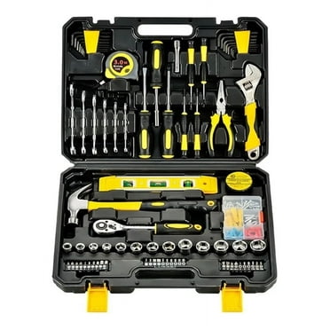 GOXAWEE 108-Piece Hand Tool Set, General Household Tool Kit with Plastic Storage Toolbox for Home Car Repair and DIY, G5239