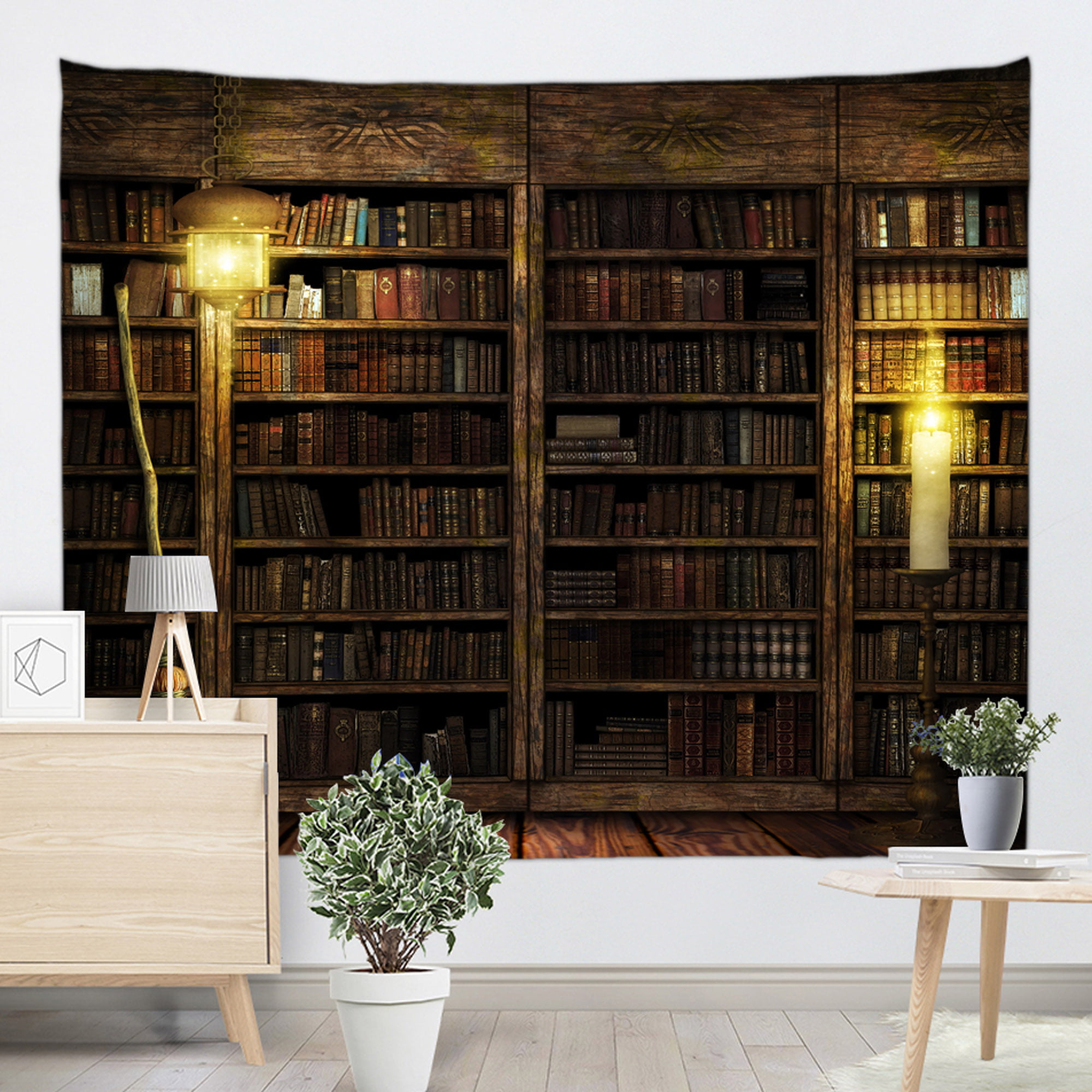 DODOING Library Bookshelf Tapestry Wall Hanging Study Room Picture Art ...