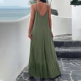 thumbnail image 6 of Lindreshi Summer Dresses for Women 2024 New Women's V-neck Solid Color Elegant Hanging Strap Dress, 6 of 9