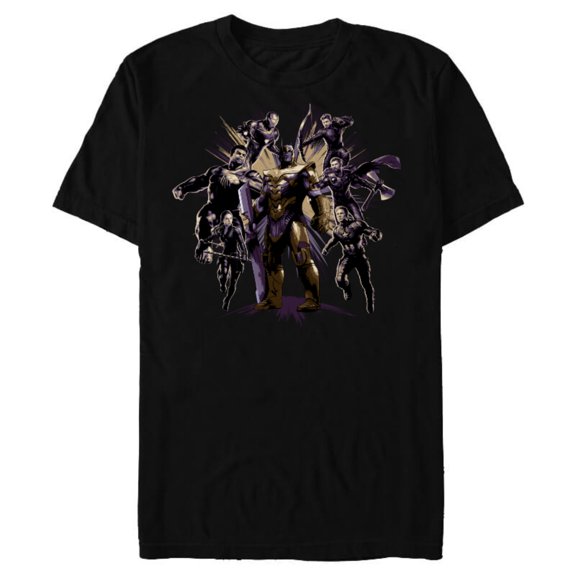 Marvel Avengers: Endgame Six Super Heroes and Thanos - Short Sleeve Blended T-Shirt for Adults - Customized-Black