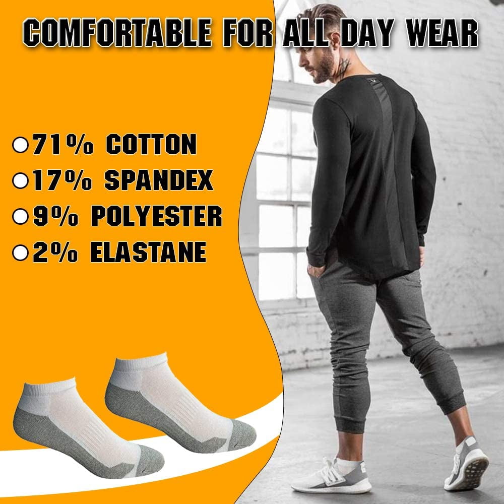 Yacht & Smith Mens Cotton Ankle Socks, Low Cut No Show Athletic Socks (12 Pack B No Show)